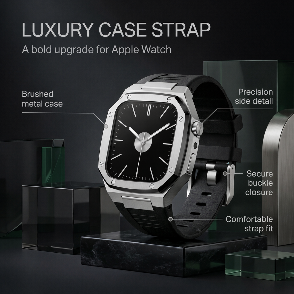 Luxury Integrated Case Strap for Apple Watch, 316L Stainless Steel