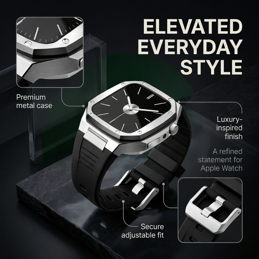 Luxury Integrated Case Strap for Apple Watch, 316L Stainless Steel
