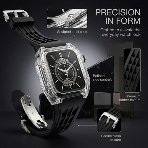 Luxury Transparent Case Strap for Apple Watch, 316L Stainless Steel
