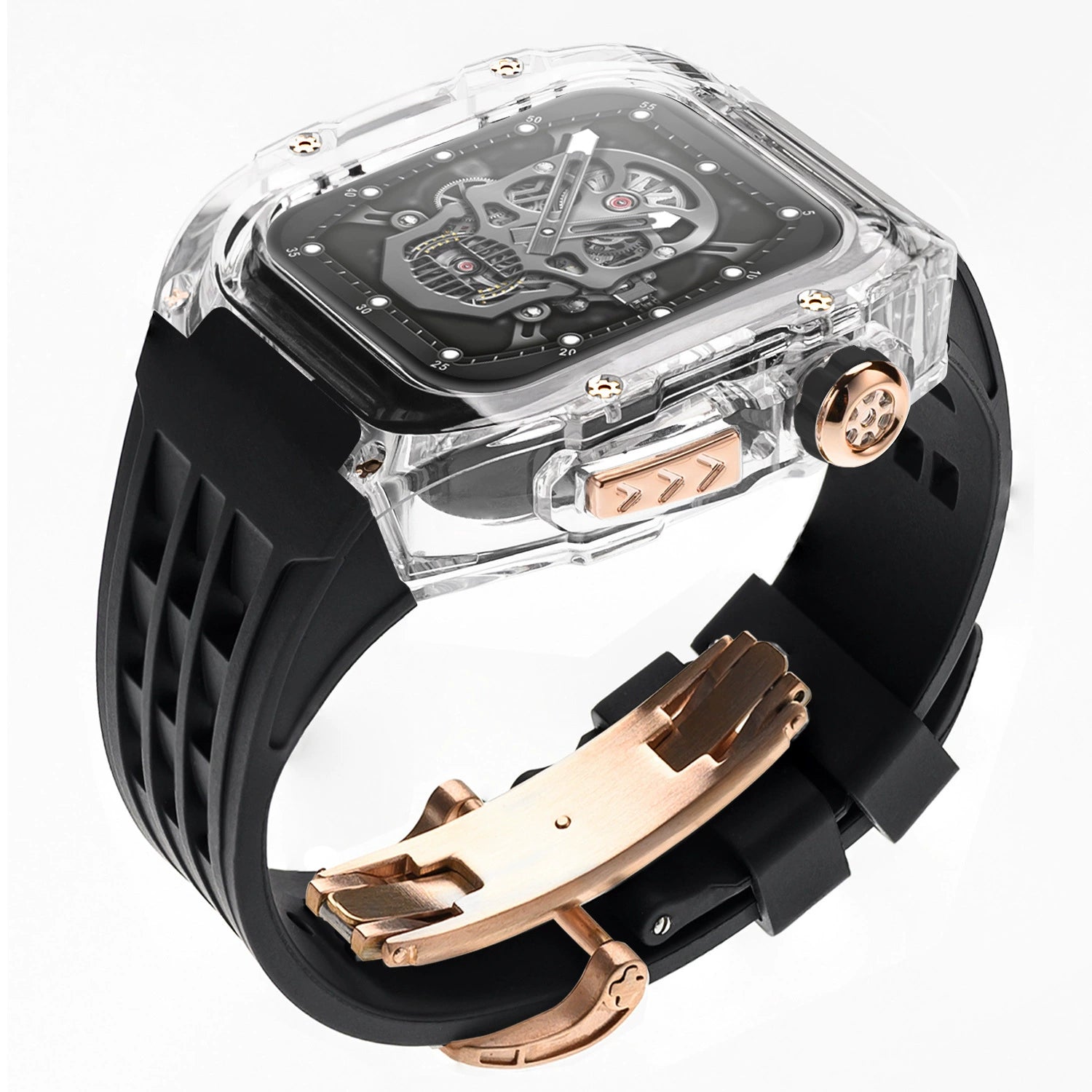 Luxury Transparent Case Strap for Apple Watch, 316L Stainless Steel