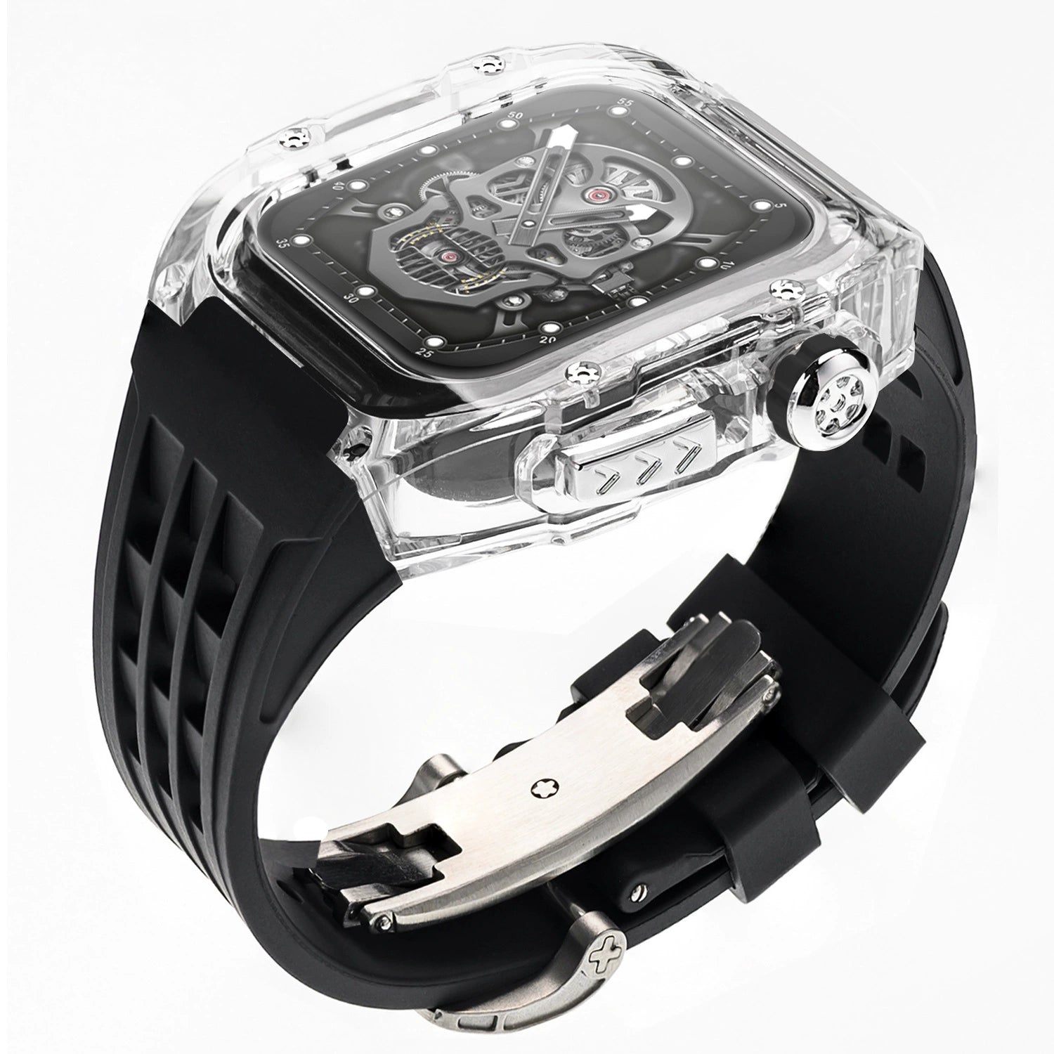 Luxury Transparent Case Strap for Apple Watch, 316L Stainless Steel