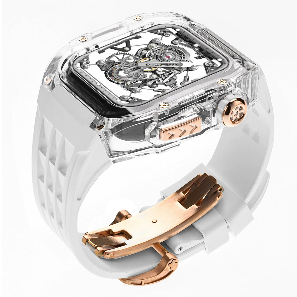Luxury Transparent Case Strap for Apple Watch, 316L Stainless Steel