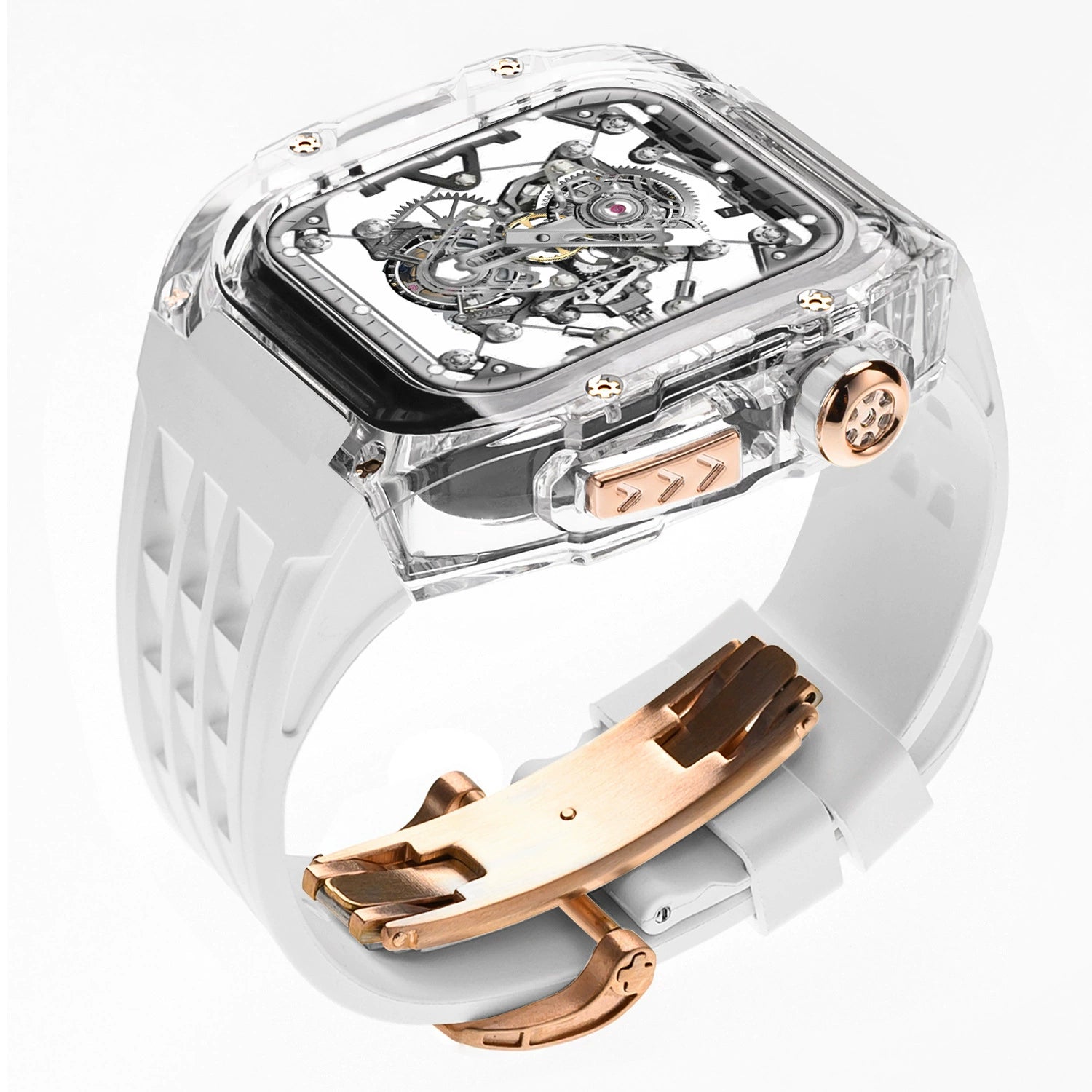 Luxury Transparent Case Strap for Apple Watch, 316L Stainless Steel